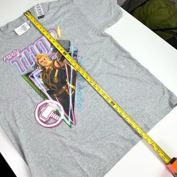 3/$20 Marvel NWT Adult XL Gray "What If?" Party Thor Cotton Blend S/S T-Shirt - Picture 7 of 7